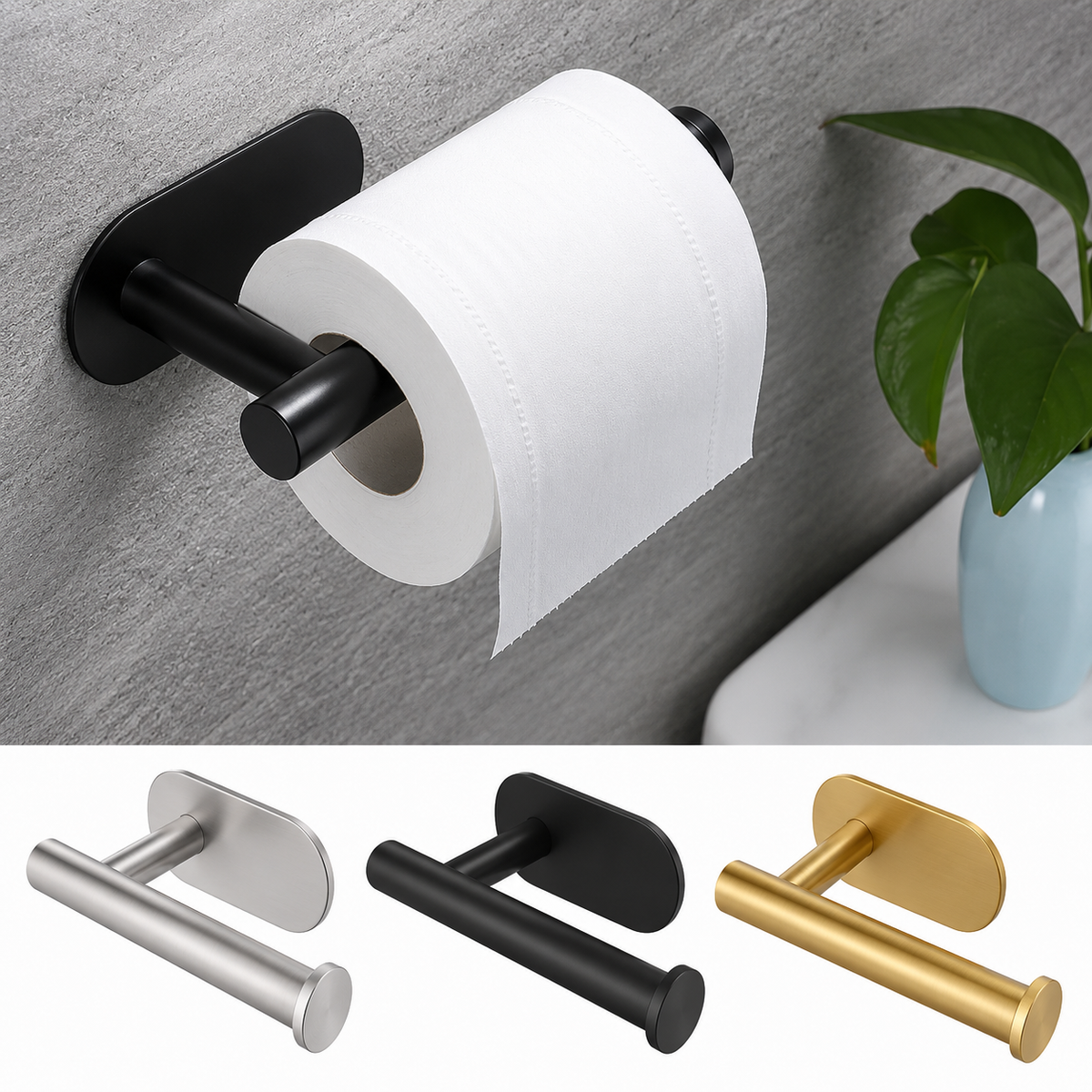 Adhesive Stainless Steel Toilet Paper Holder