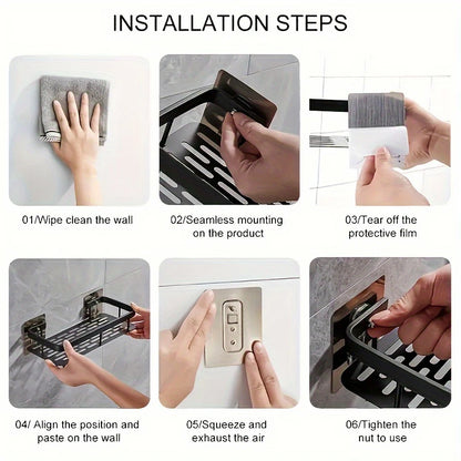 Punch-Free Wall-Mounted Corner Bathroom Shelf