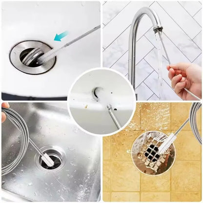Refrigerator drain cleaning brush