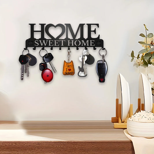 Black Metal Wall-Mounted Key Holder