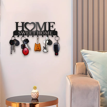 Black Metal Wall-Mounted Key Holder