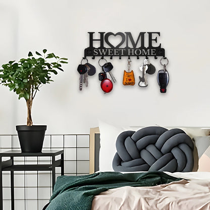 Black Metal Wall-Mounted Key Holder