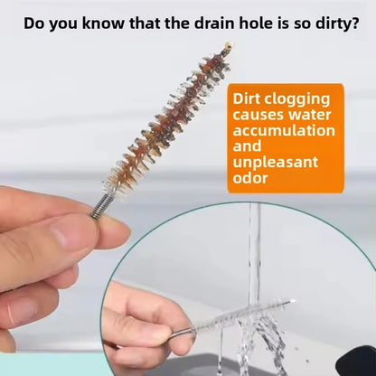 Refrigerator drain cleaning brush