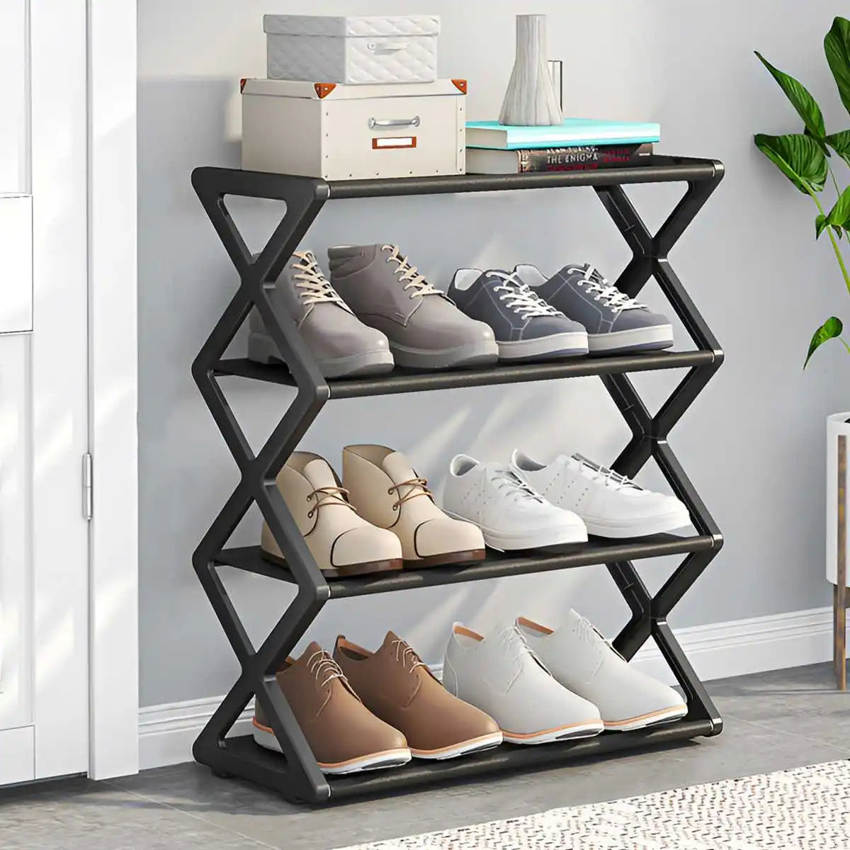 4-Tier X-Type Shoe Storage Rack