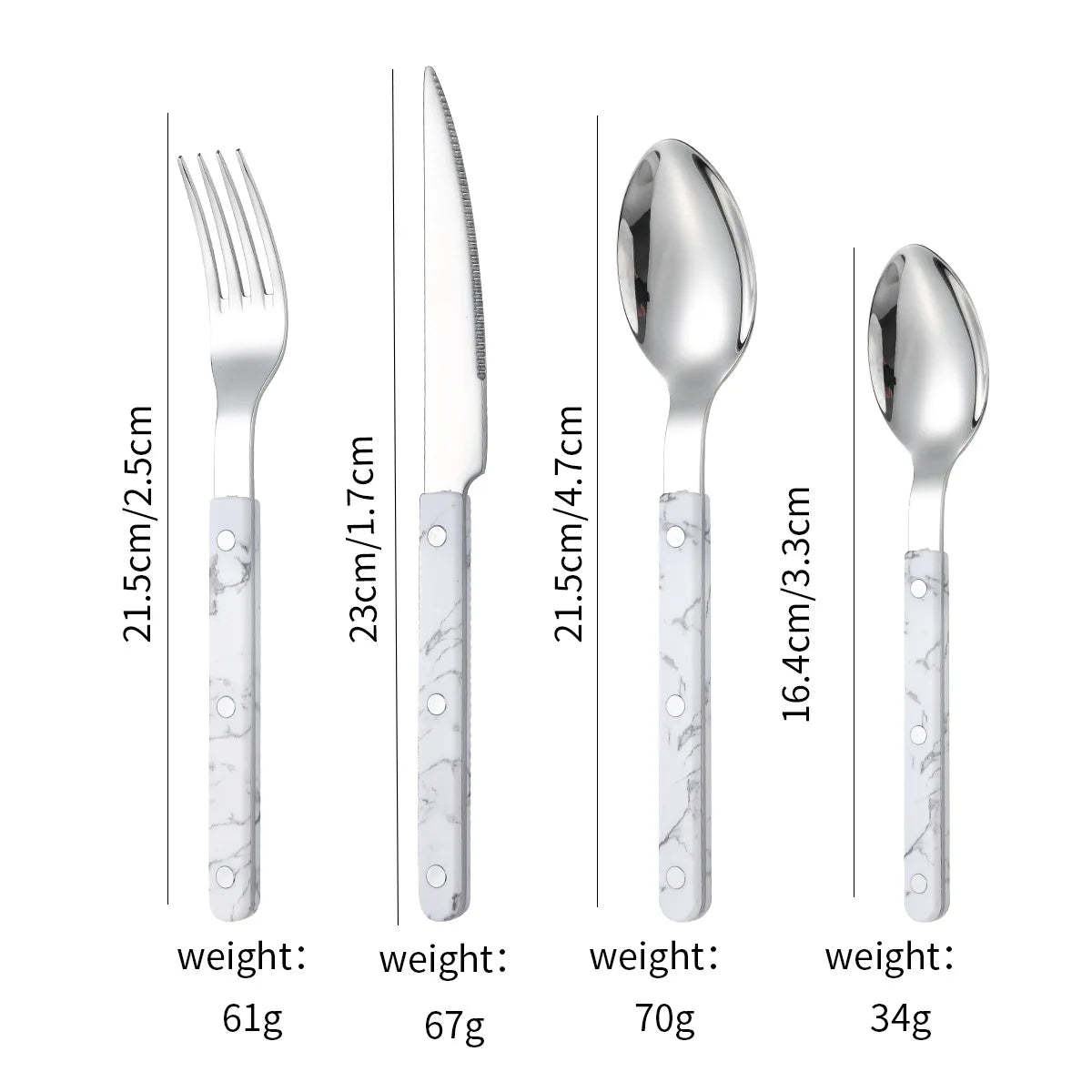 Stainless steel silverware set