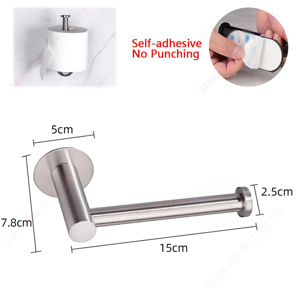 Adhesive Stainless Steel Toilet Paper Holder