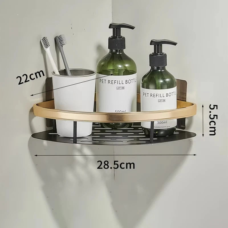 Punch-Free Wall-Mounted Corner Bathroom Shelf