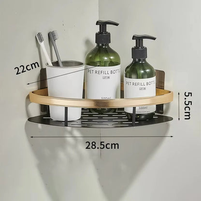 Punch-Free Wall-Mounted Corner Bathroom Shelf