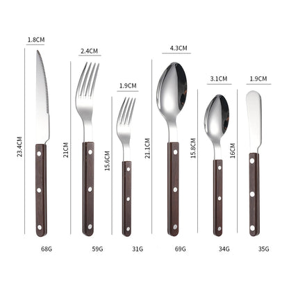 Stainless steel knife and fork set