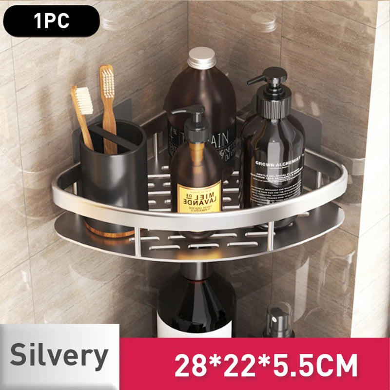 Punch-Free Wall-Mounted Corner Bathroom Shelf
