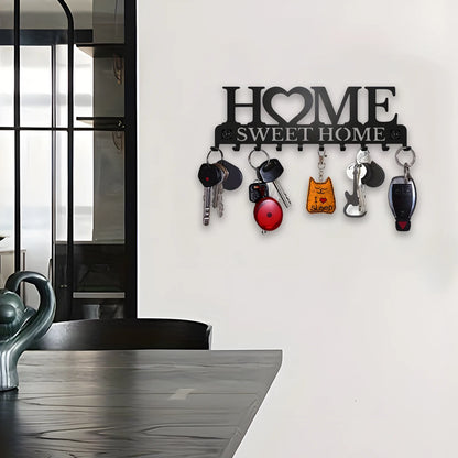 Black Metal Wall-Mounted Key Holder