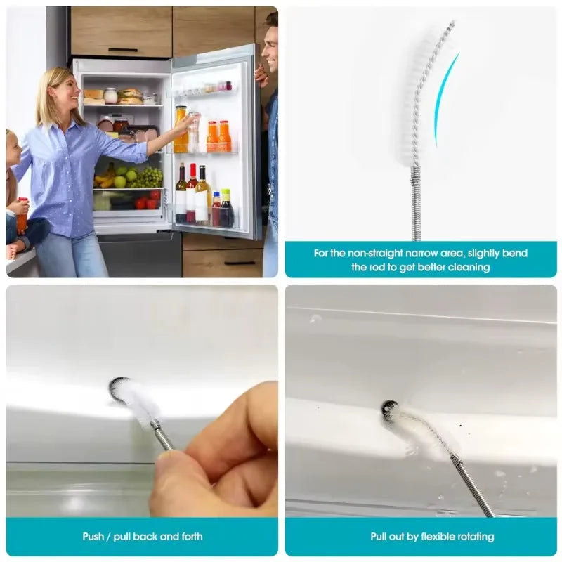 Refrigerator drain cleaning brush