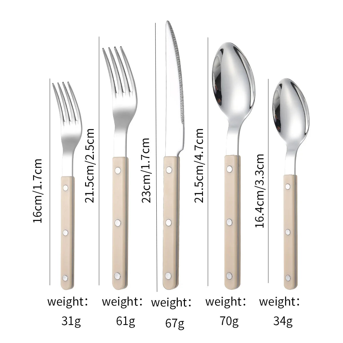 Stainless steel utensils for dining