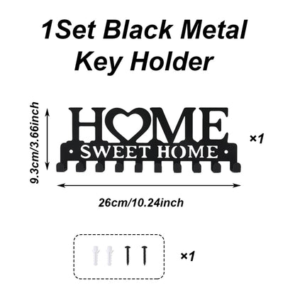 Black Metal Wall-Mounted Key Holder