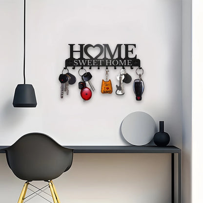 Black Metal Wall-Mounted Key Holder