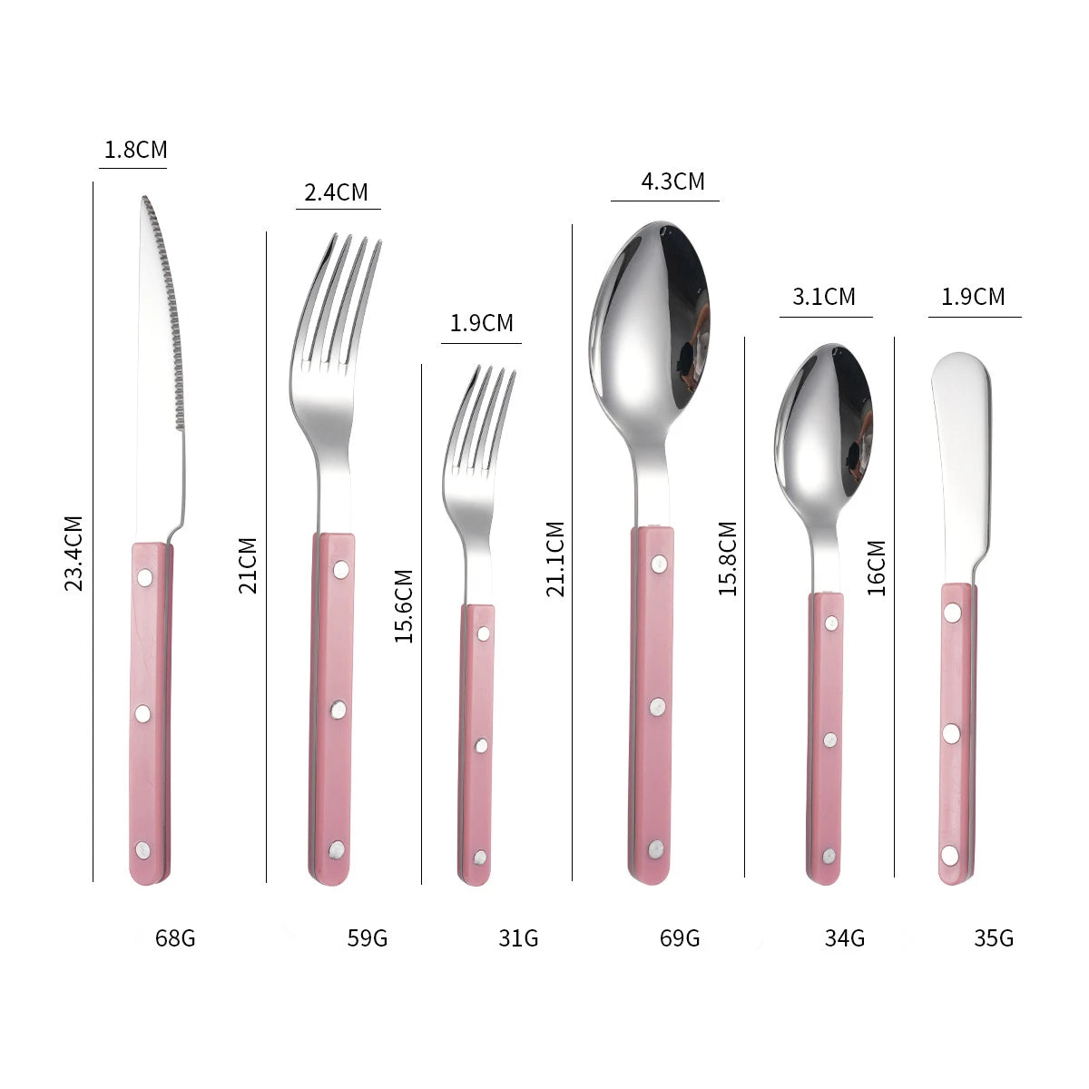 Complete stainless steel cutlery set