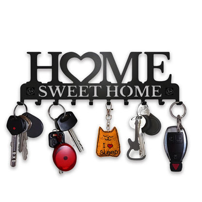 Black Metal Wall-Mounted Key Holder
